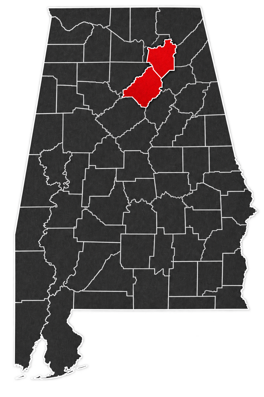 Map of southerneliteplumbing7@gmail.com service area: Marshall County and Blount County